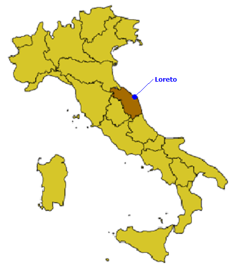 carte d'Italie avec le localisation de Loreto.